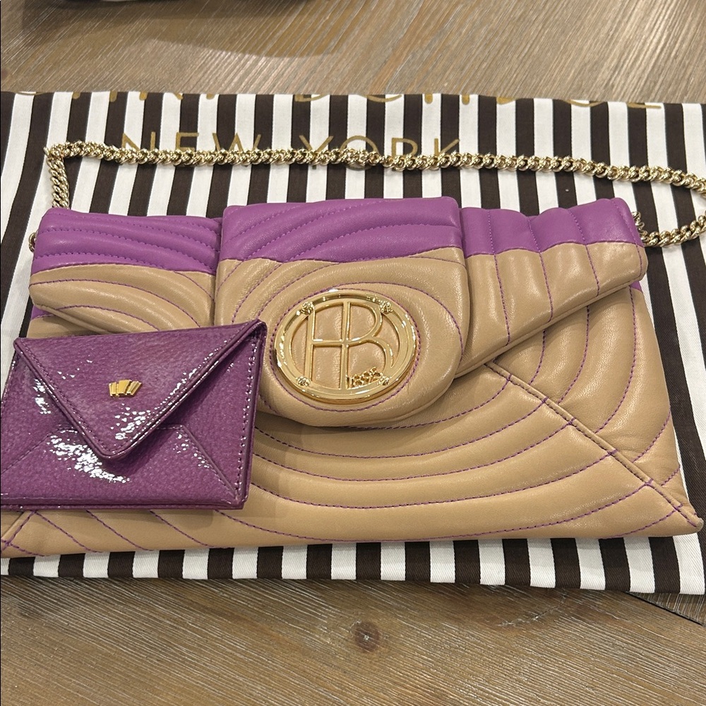 Purple and Tan Designer Women's Bag